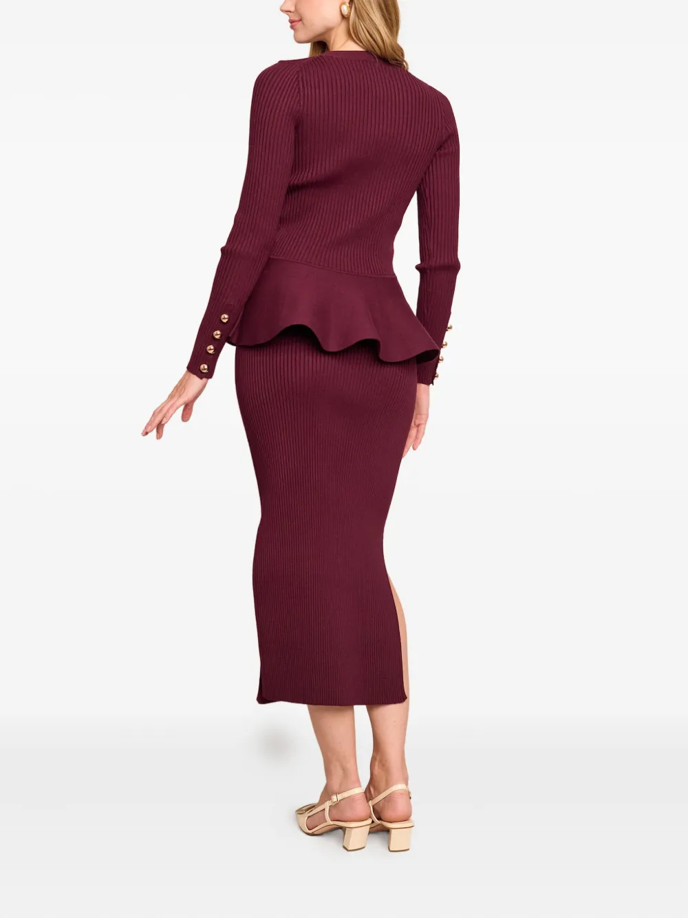 Cara Cara Jocelyn Ribbed Midi Skirt In Red