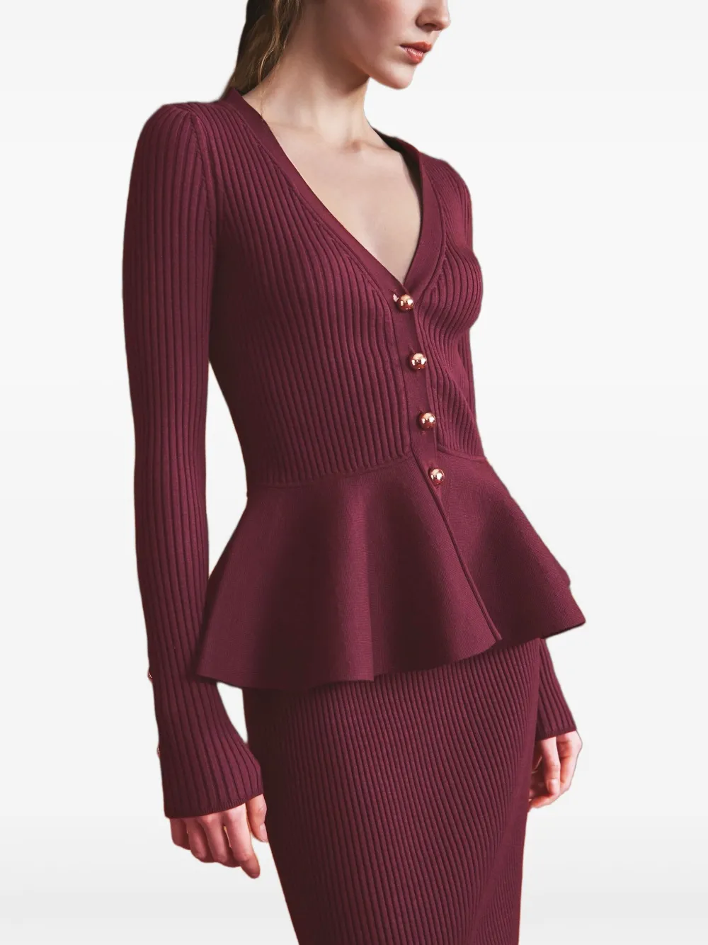 Cara Jocelyn geribbelde midi-rok Rood