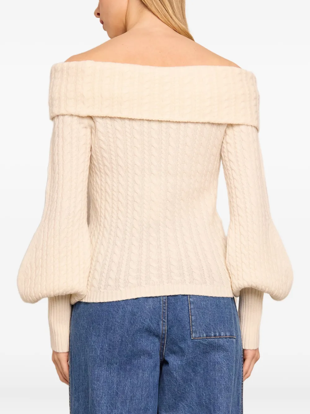 Cara Cara Off-shoulder Cable-knit Top In White