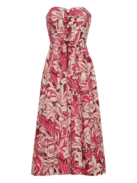 Cara Cara Nicola lace-up floral-print midi dress