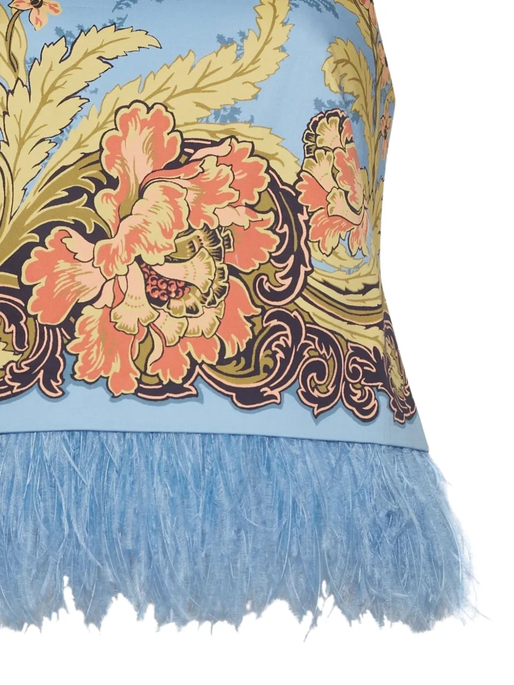 Cara Cara Belmond top met bloemenprint en veren afwerking - Blauw