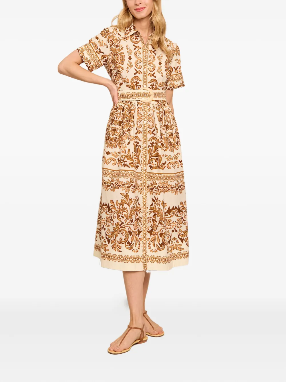  Cara Cara Adina Belted Midi Dress - Neutrals 