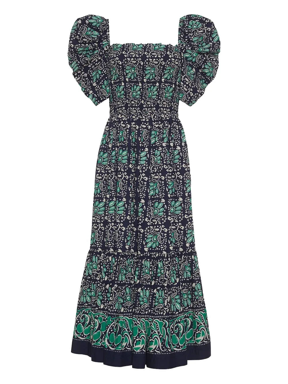 Cara Cara Moulin puff-sleeve midi dress - Blu