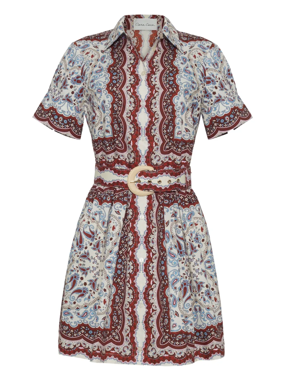 Cara Cara Malena paisley-print belted mini dress - Neutrals
