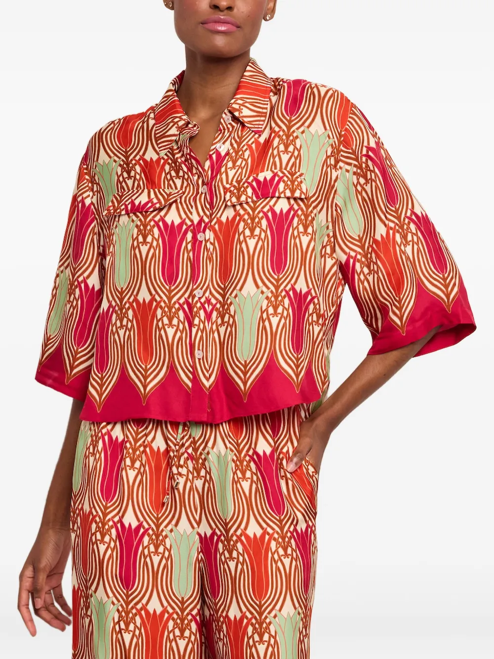  Cara Cara Calvia Short-sleeve Shirt - Red 