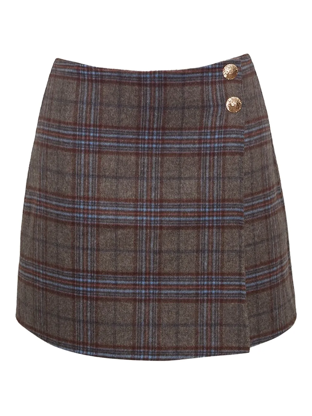 Cara Cara plaid wrap skirt | Brown | Image 1
