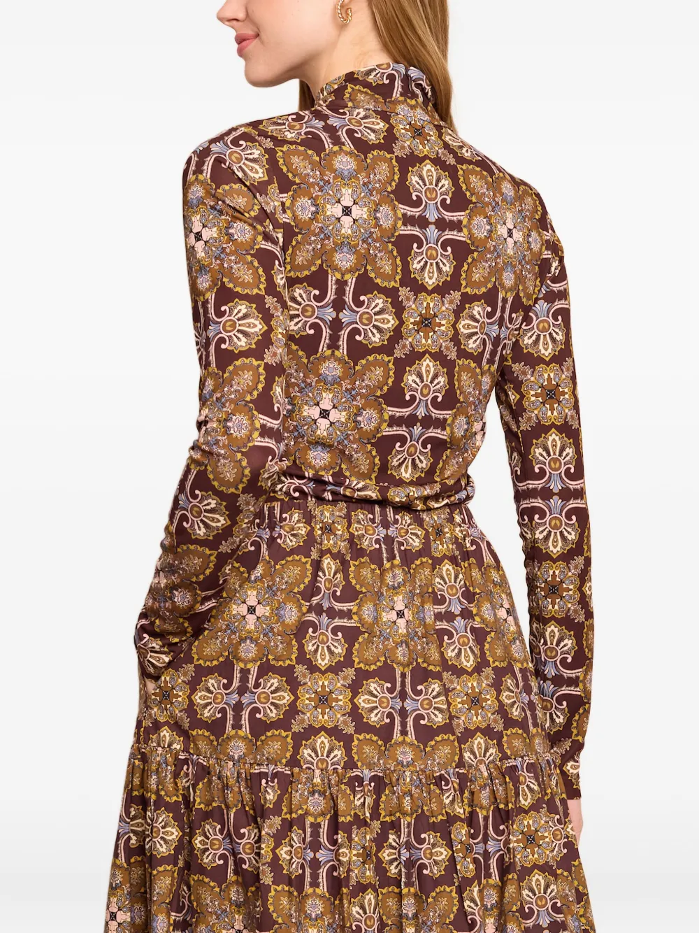 Cara Top met opstaande hals en print Bruin