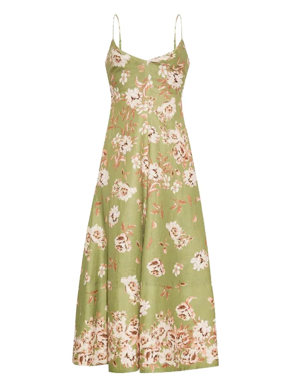 cara cara dress green Cara Dress Green Navy Embroidery main image 1