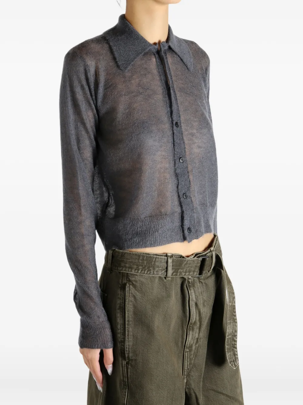 Auralee Buttoned Collared Cardigan In Gray