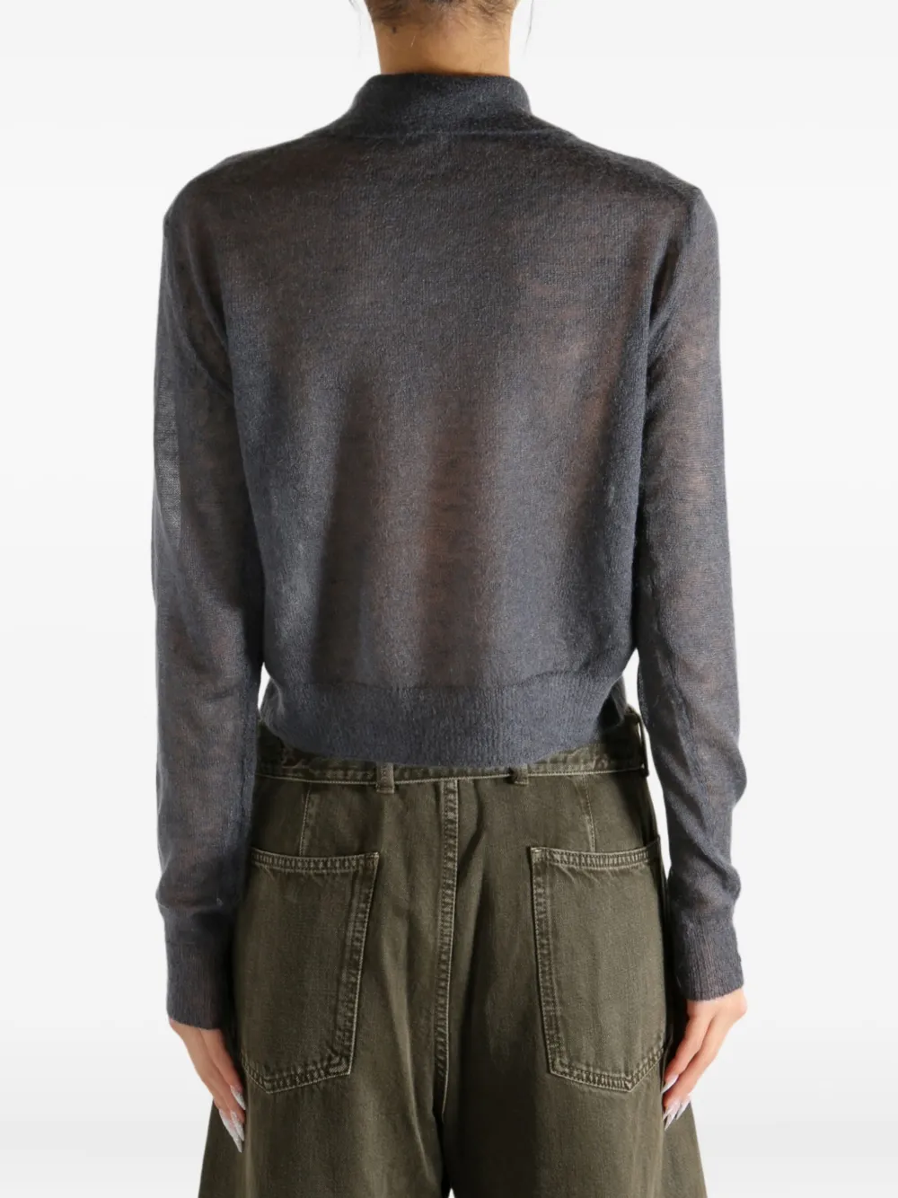 Auralee Buttoned Collared Cardigan In Gray