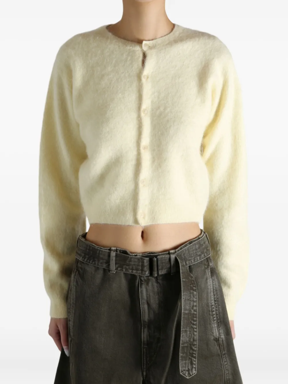 Auralee Buttoned Cardigan In Neutral