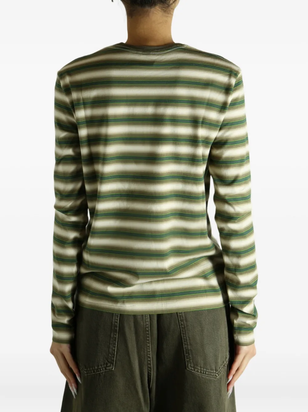 Auralee Striped Long-sleeve T-shirt In Green
