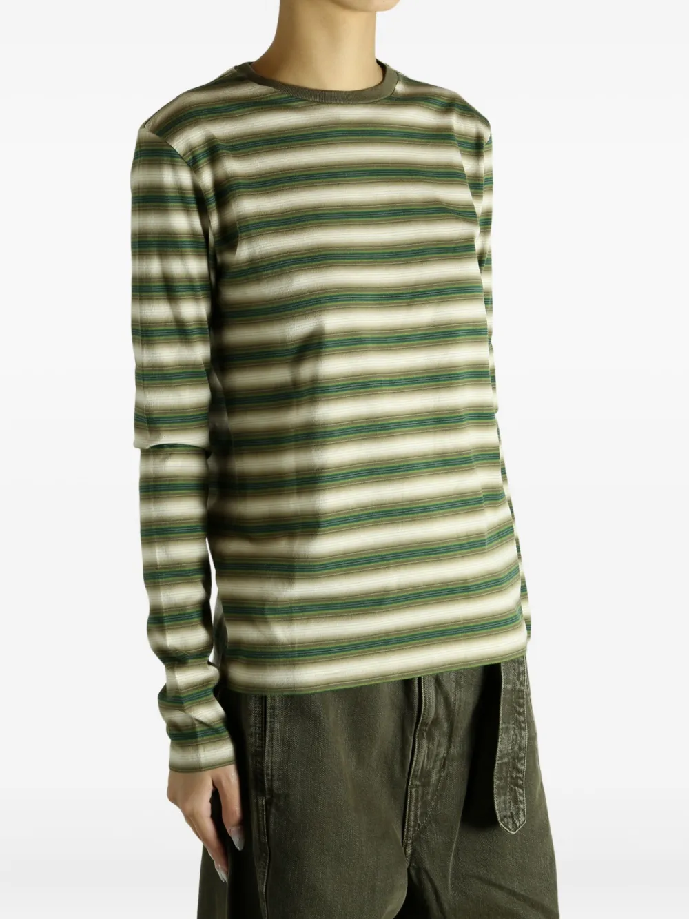Auralee Striped Long-sleeve T-shirt In Green