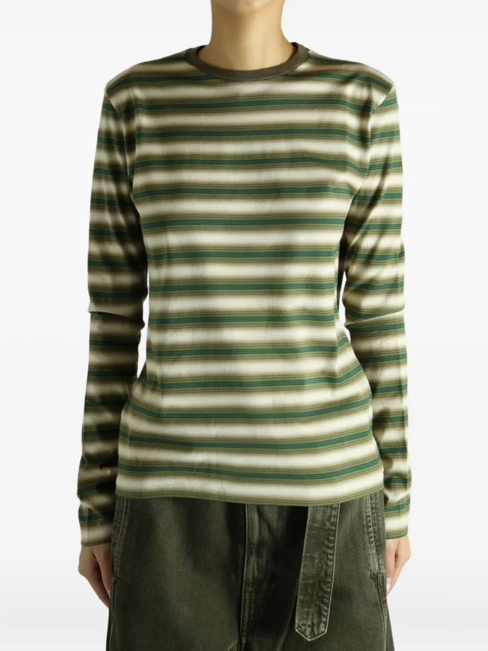 Auralee striped long-sleeve T-shirt - Bruin