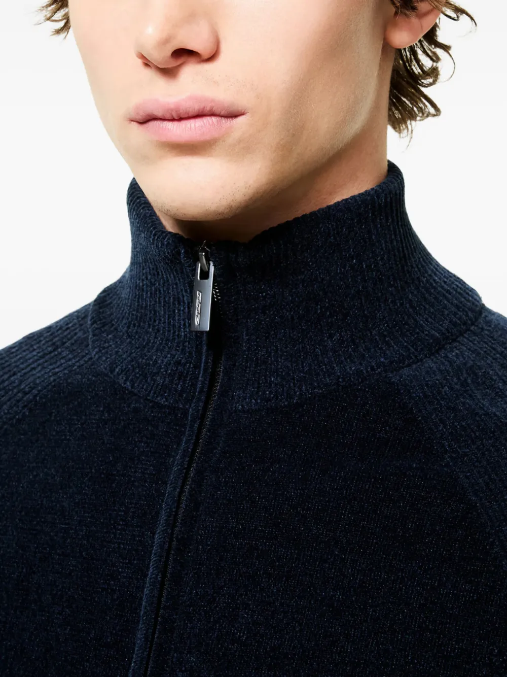 High-Neck Zip-Front Cardigan