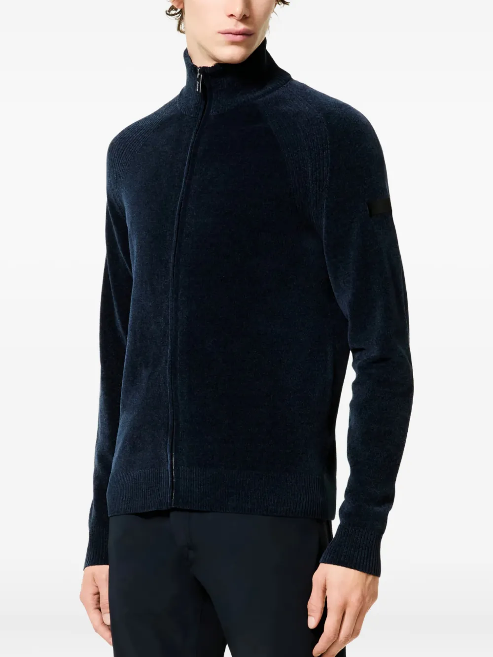High-Neck Zip-Front Cardigan