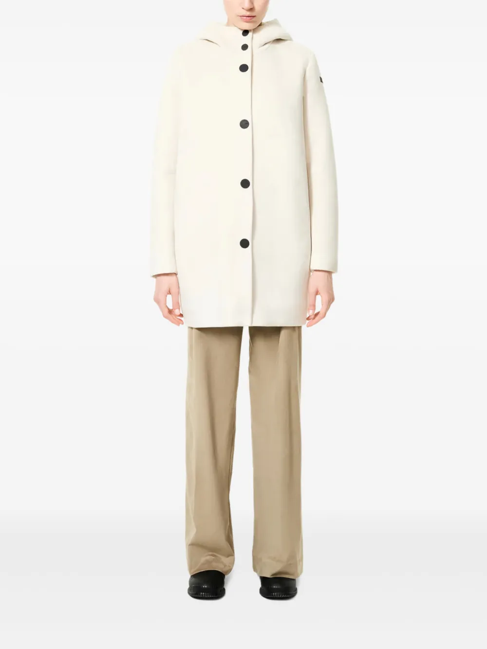 Rrd Hooded Single-breasted Coat In White