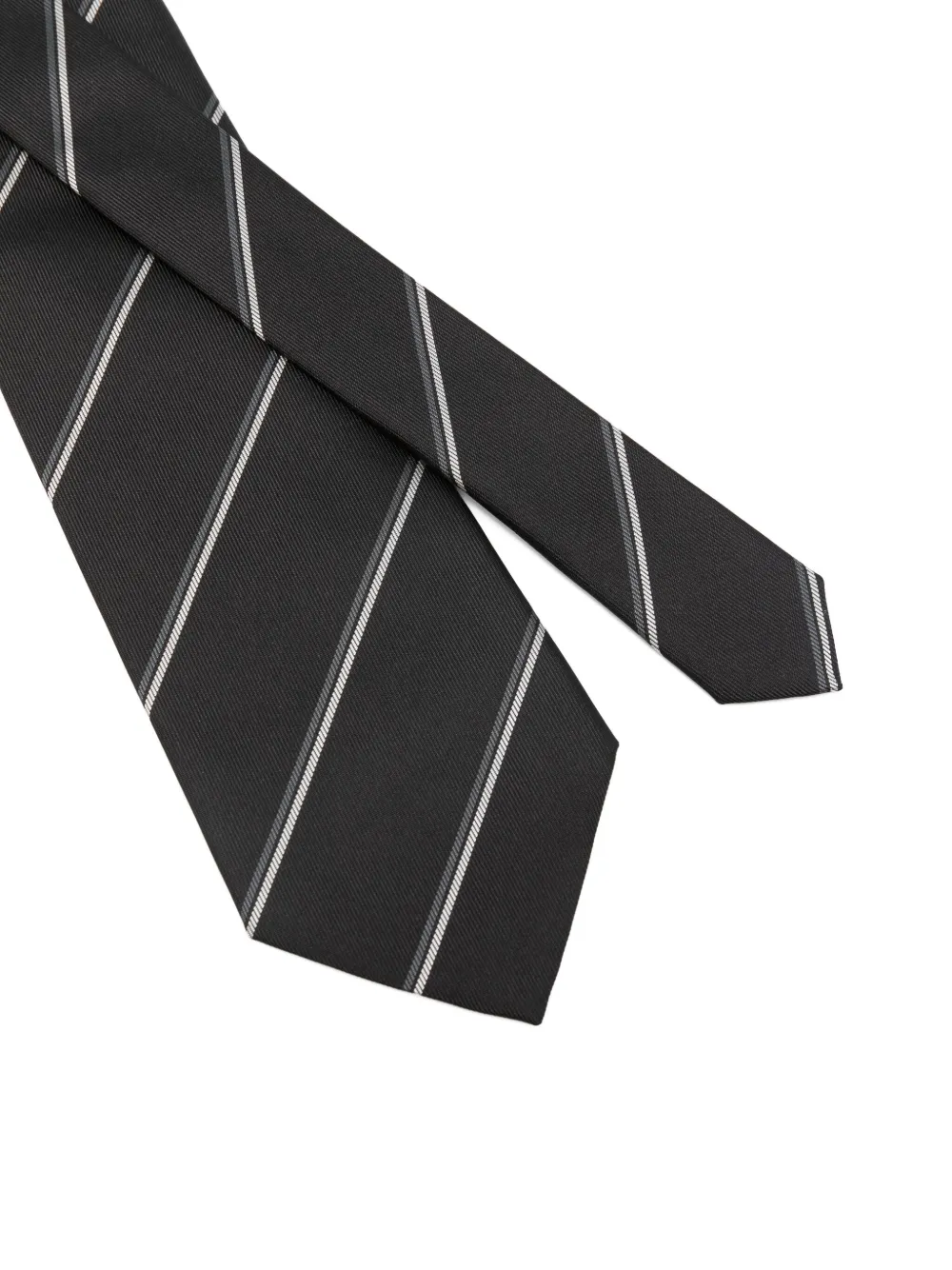 Saint Laurent Gestreepte zijden stropdas Zwart