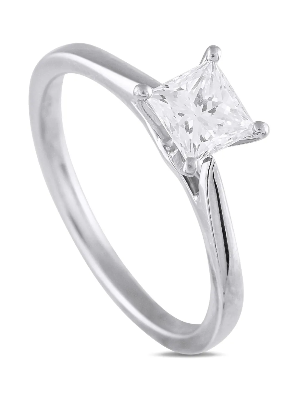 Pre-owned Lb Exclusive Platinum Solitaire Ring In Silver