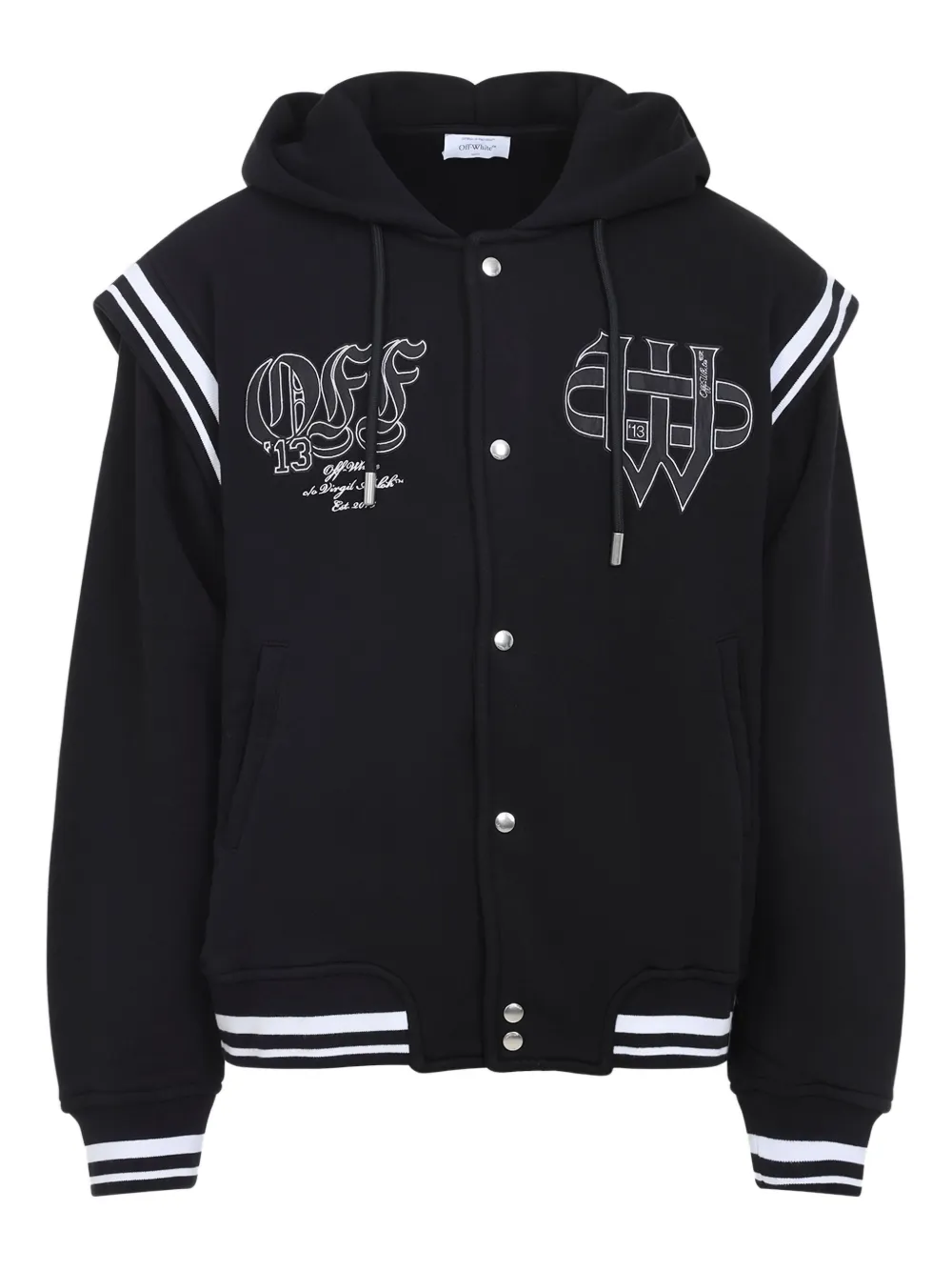Off-White logo-embroidered hooded jacket - ブラック Off-White logo-embroidered hooded jacket - ブラック