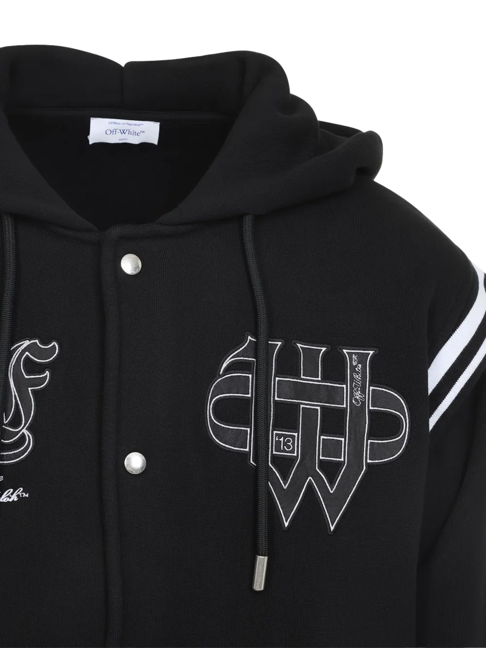 Off-white Off White Gothic Fleece Varsity Jacket In Black