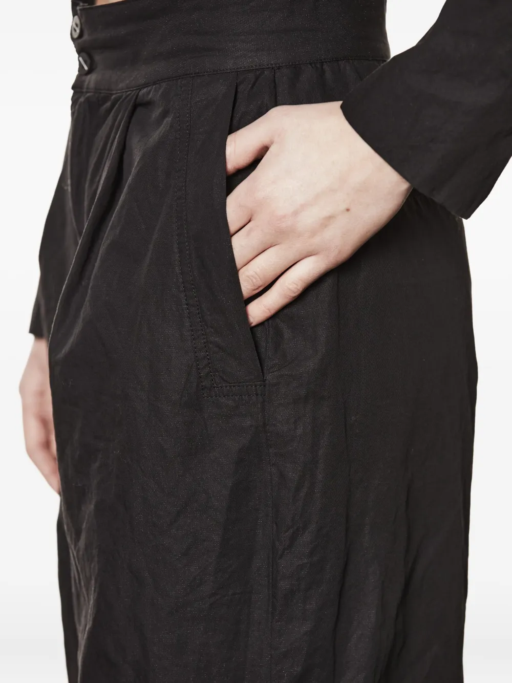 Thom Krom Palazzo broek met plooien en zijzakkne Zwart