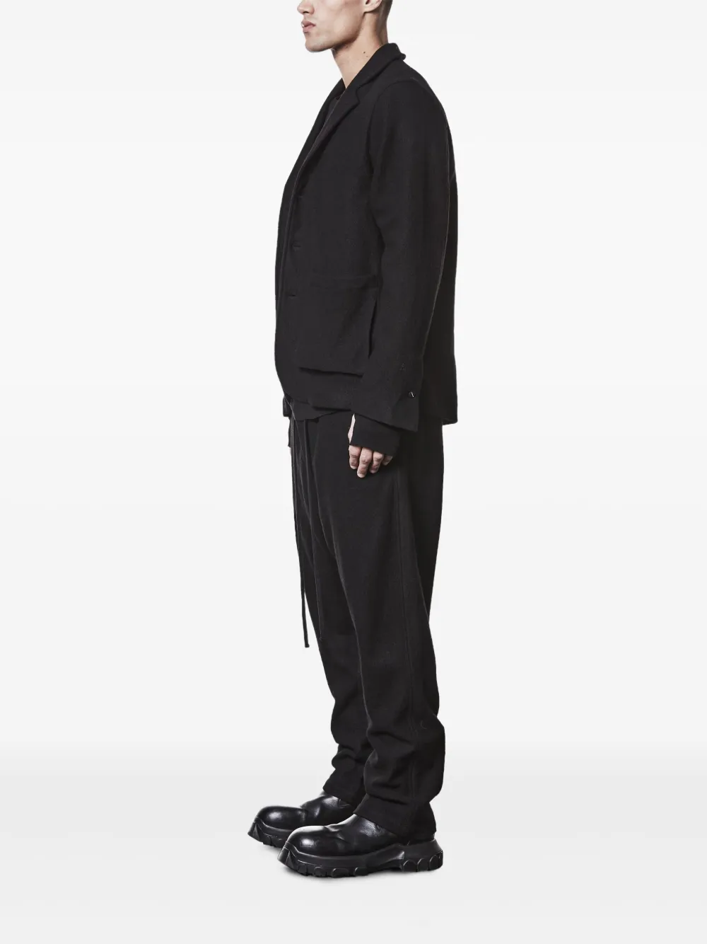 Thom Krom Wollen jack met opgestikte zak Zwart