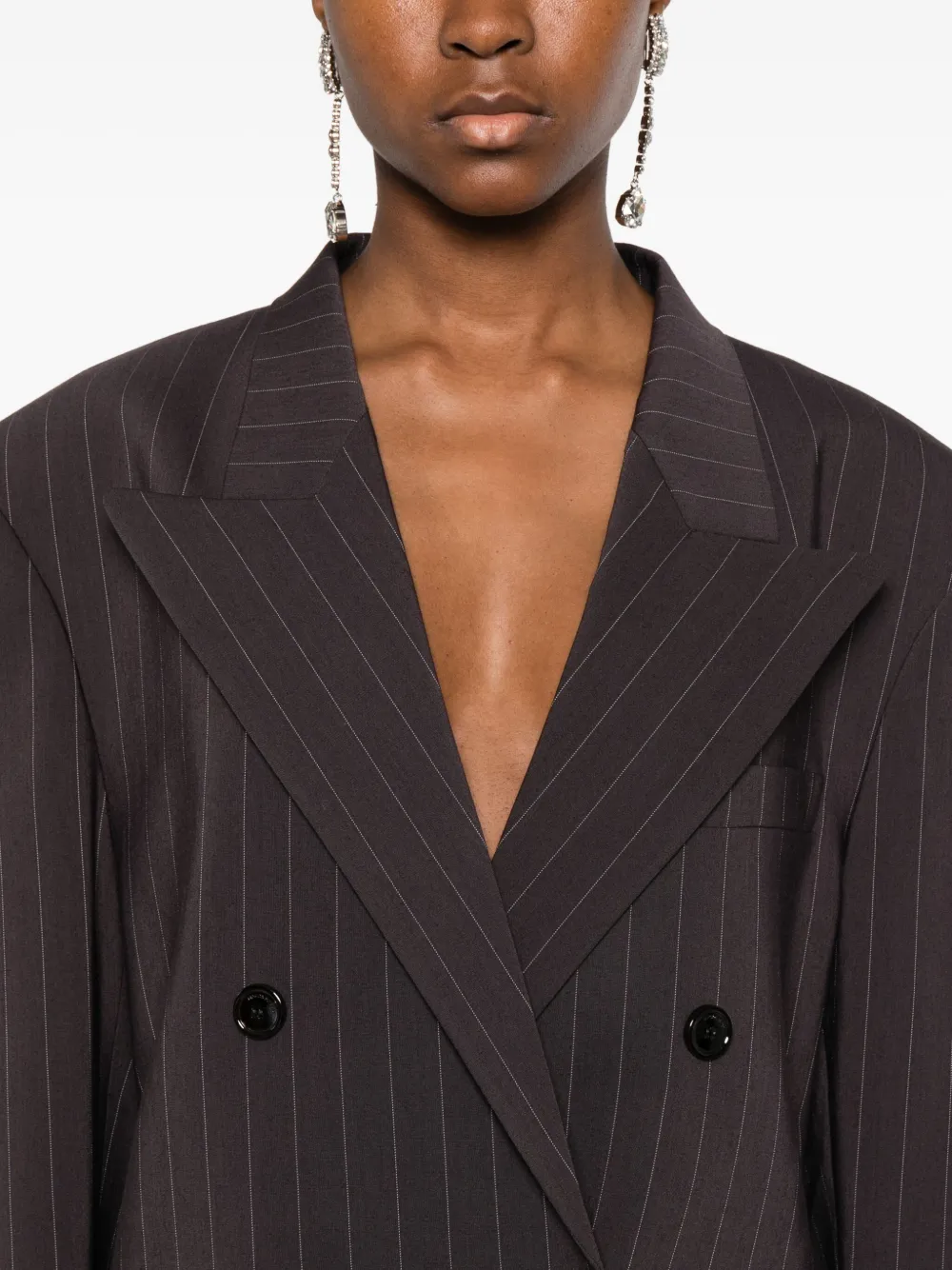 Magda Butrym Striped Double-breasted Blazer In Brown