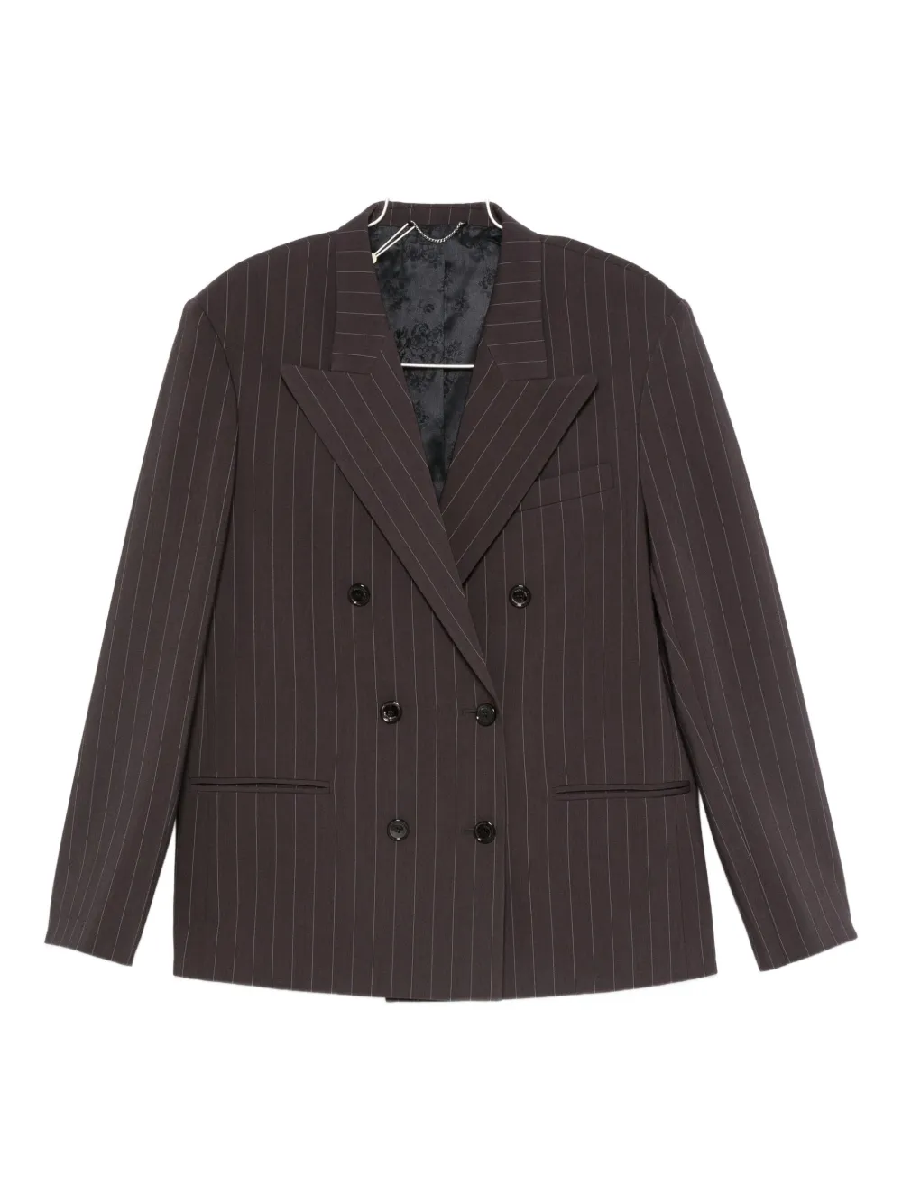 Magda Butrym Striped Double-breasted Blazer In Brown