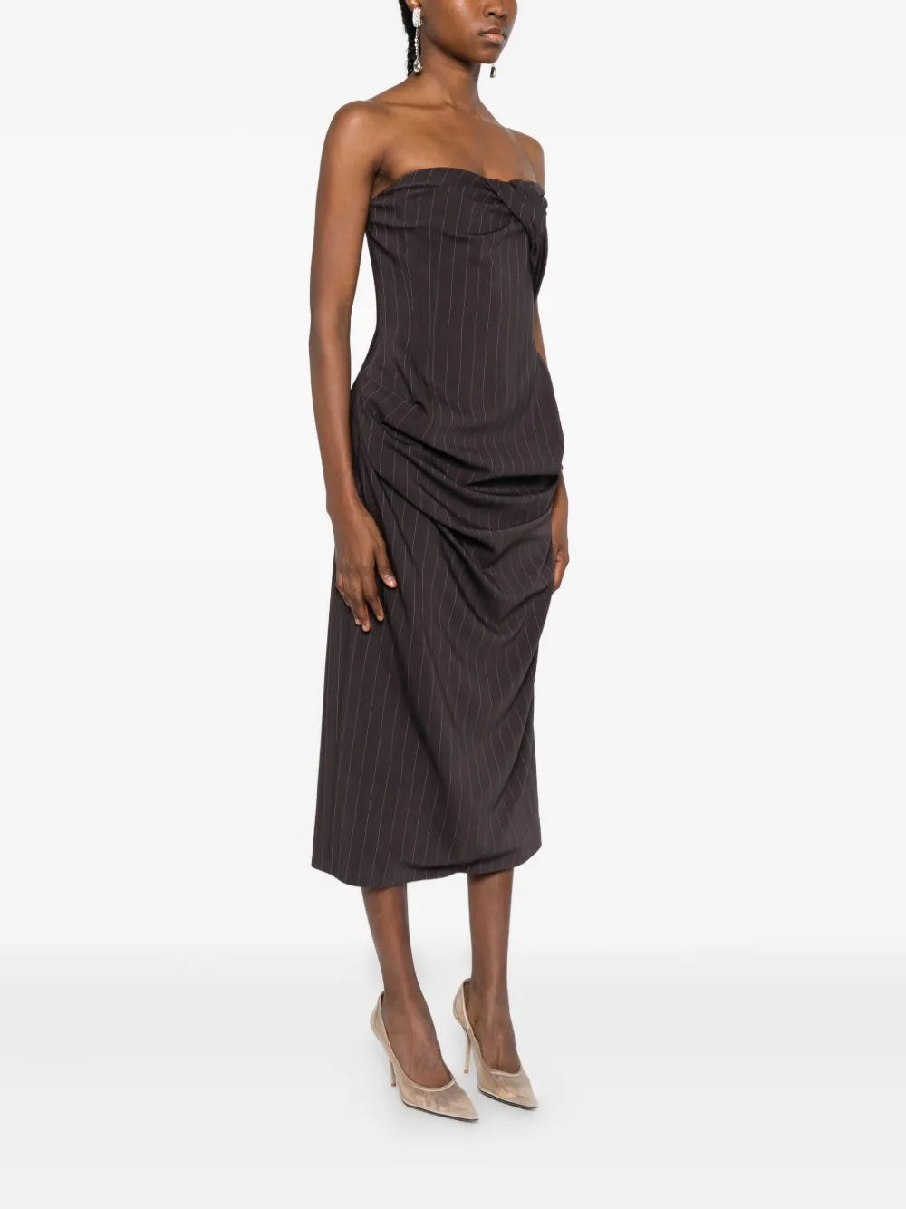 Magda Butrym Striped Twisted Mini Dress In Brown