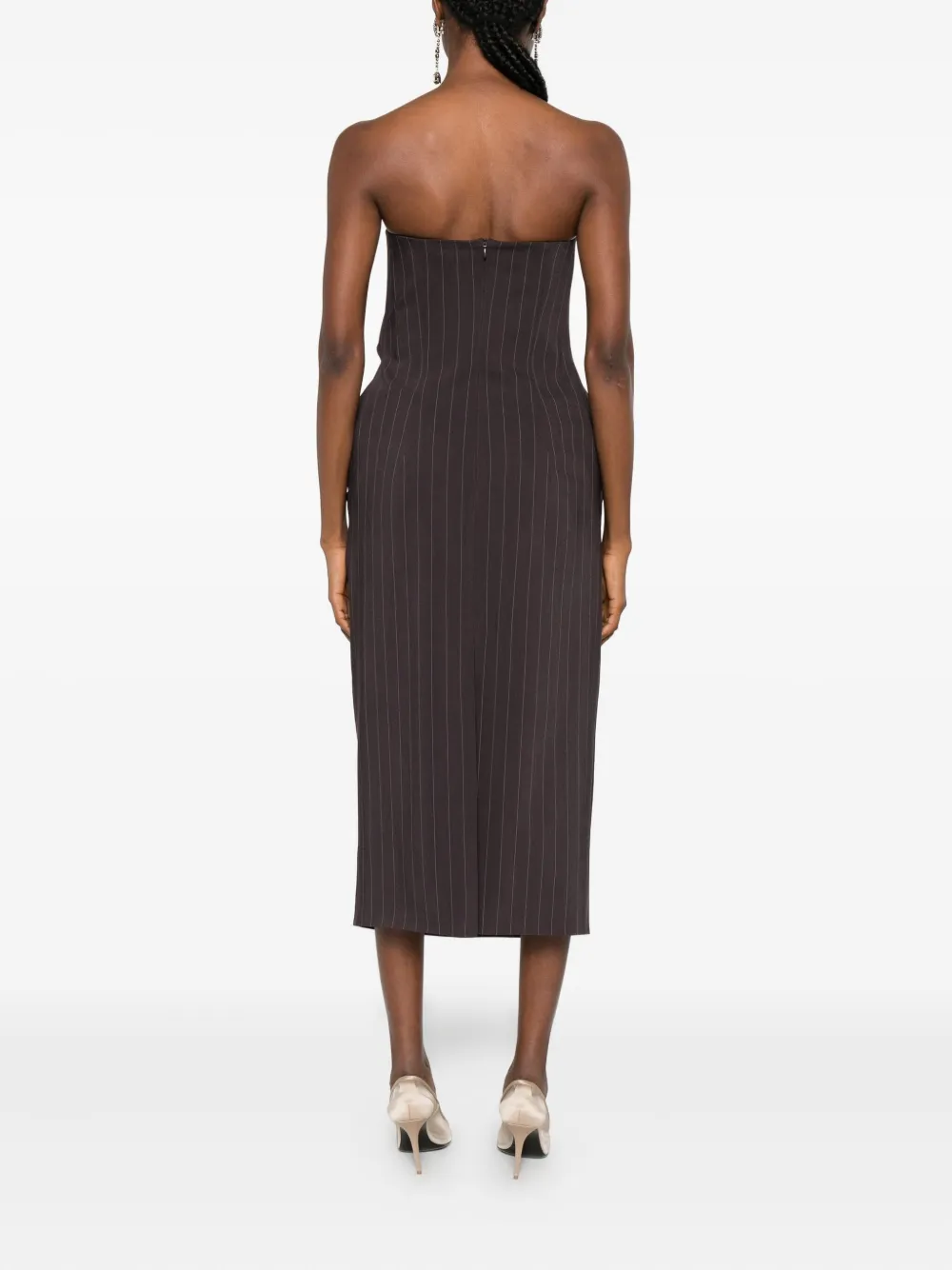 Magda Butrym Striped Twisted Mini Dress In Brown