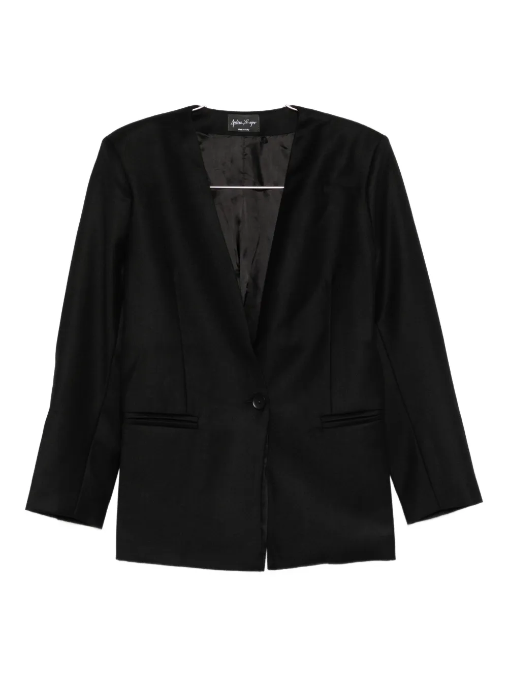 Andrea Ya'aqov Collarless Pocket Jacket In Black