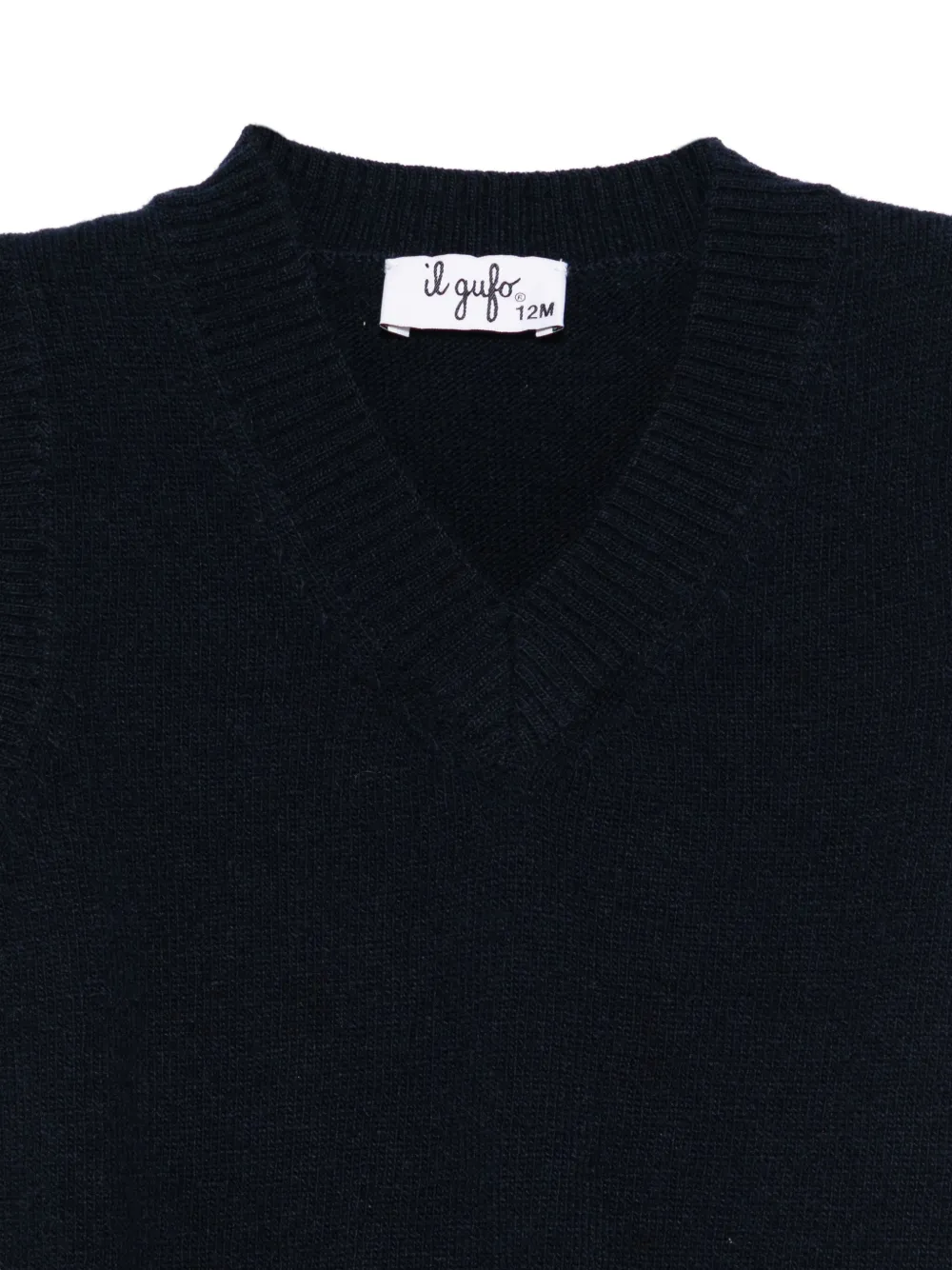 Il Gufo Mouwloze trui met V-hals 497 BLU NAVY