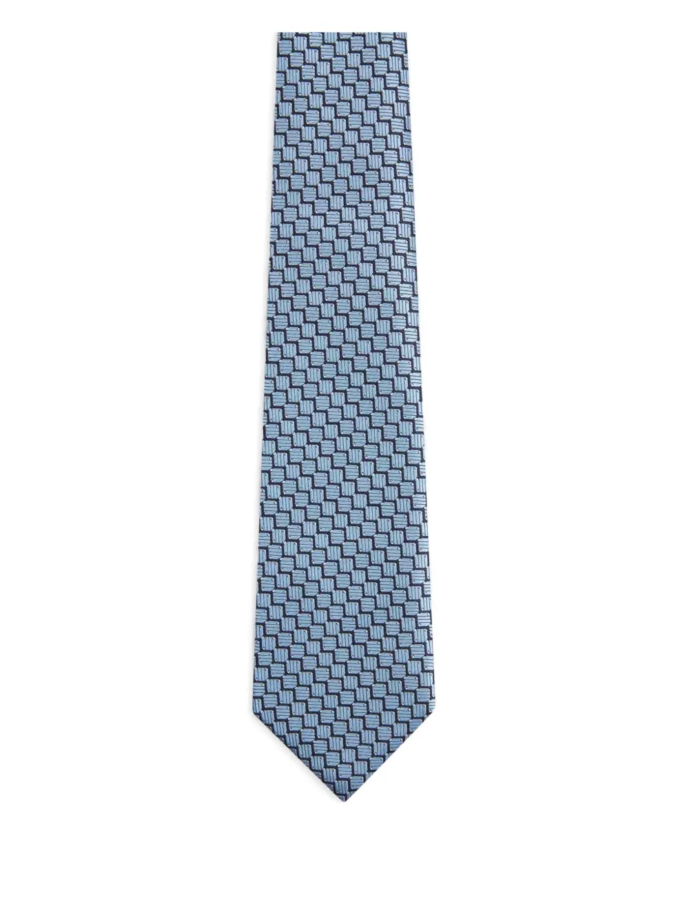 Zegna Geometric-pattern Silk Tie In Blue