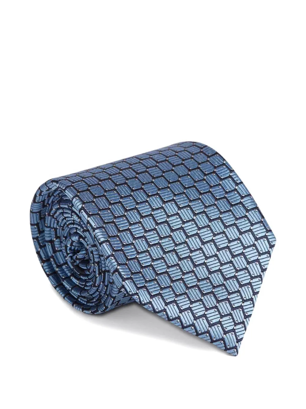 Zegna geometric-pattern silk tie - Blauw