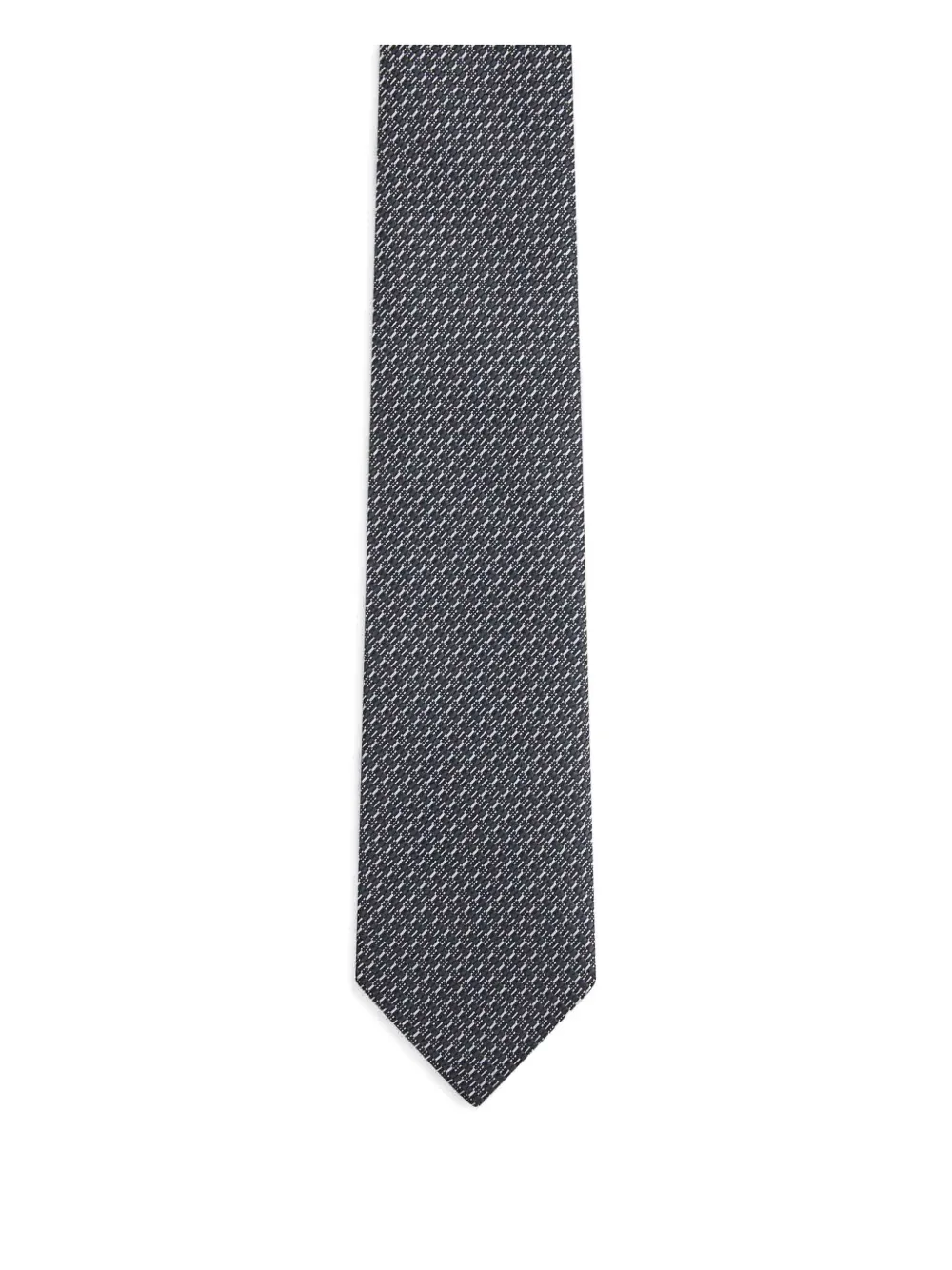 Zegna Geometric-pattern Silk Tie In Gray