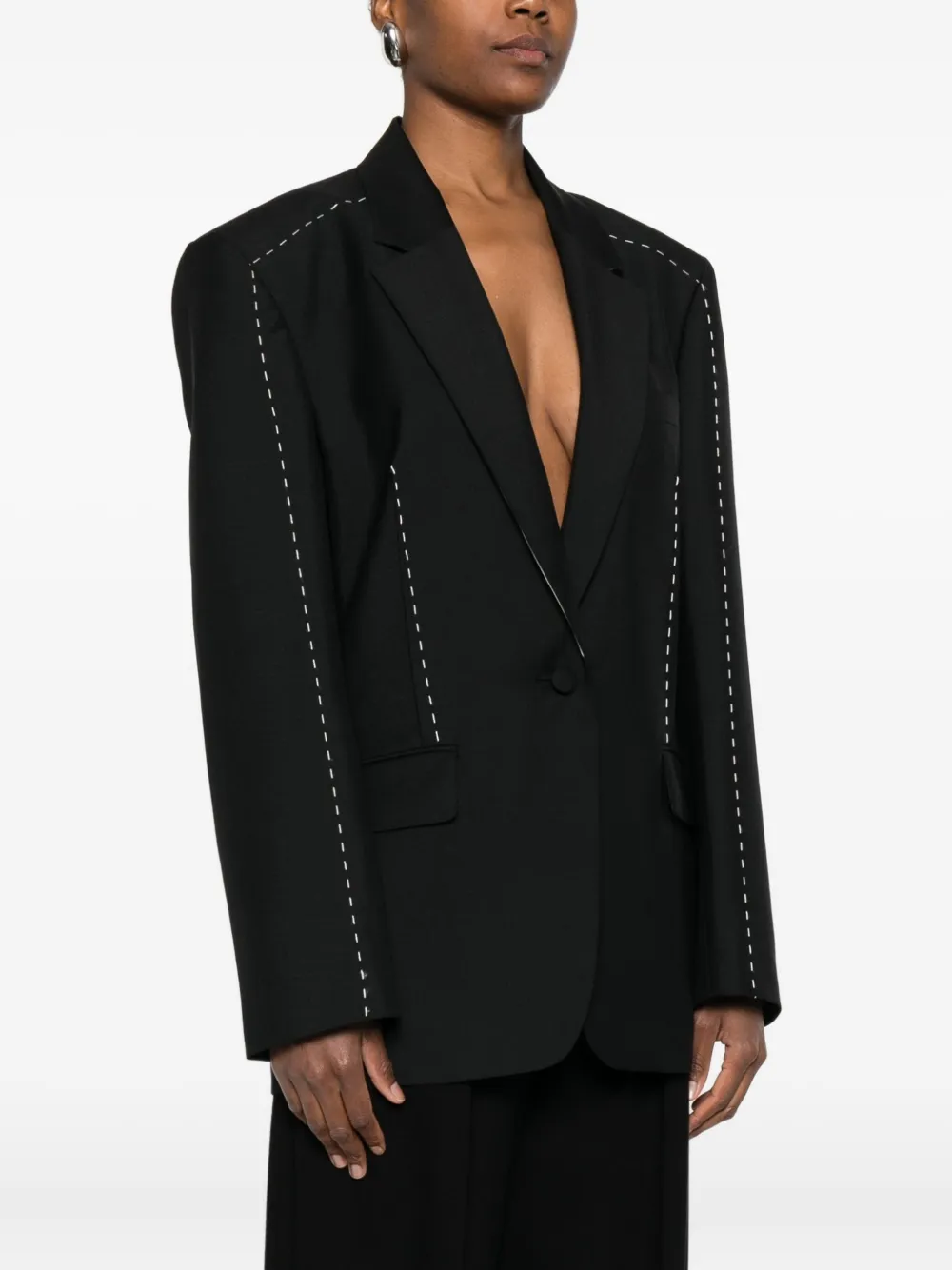  Róhe Contrast-stitching Blazer - Black 