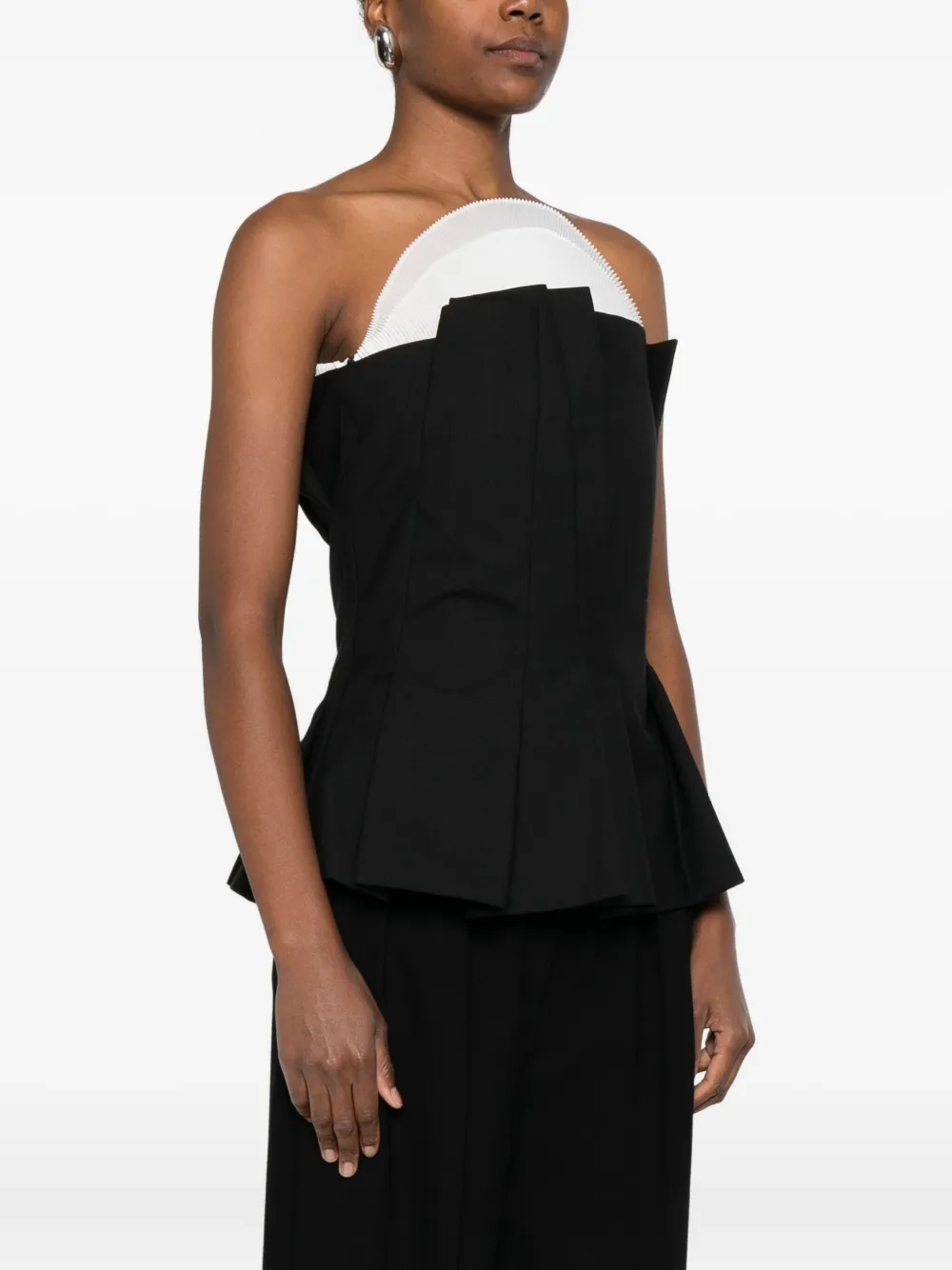 Róhe Geplooide bustier top Zwart