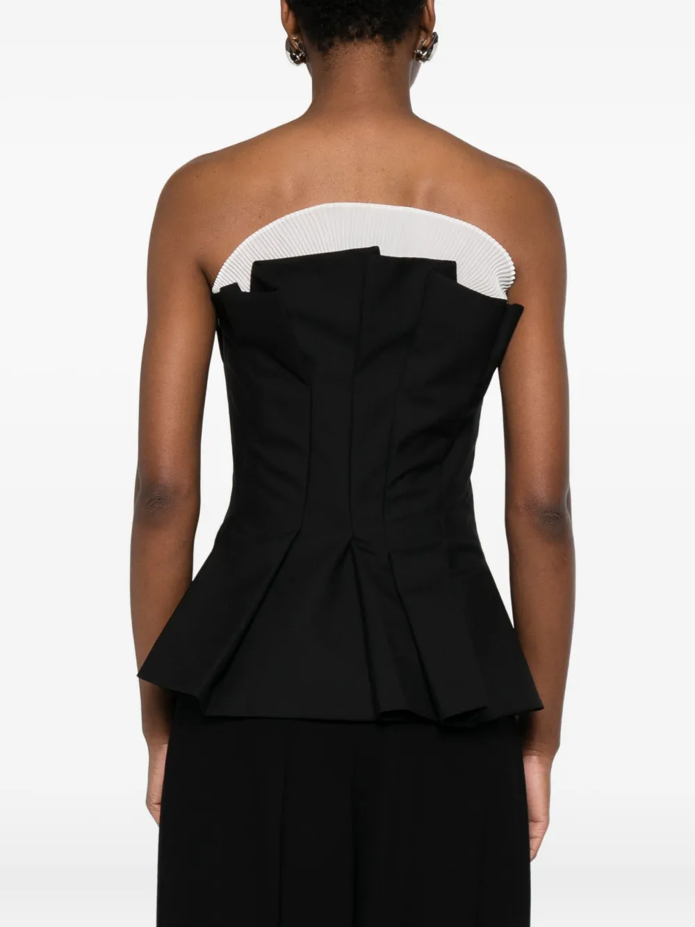 Róhe Geplooide bustier top Zwart