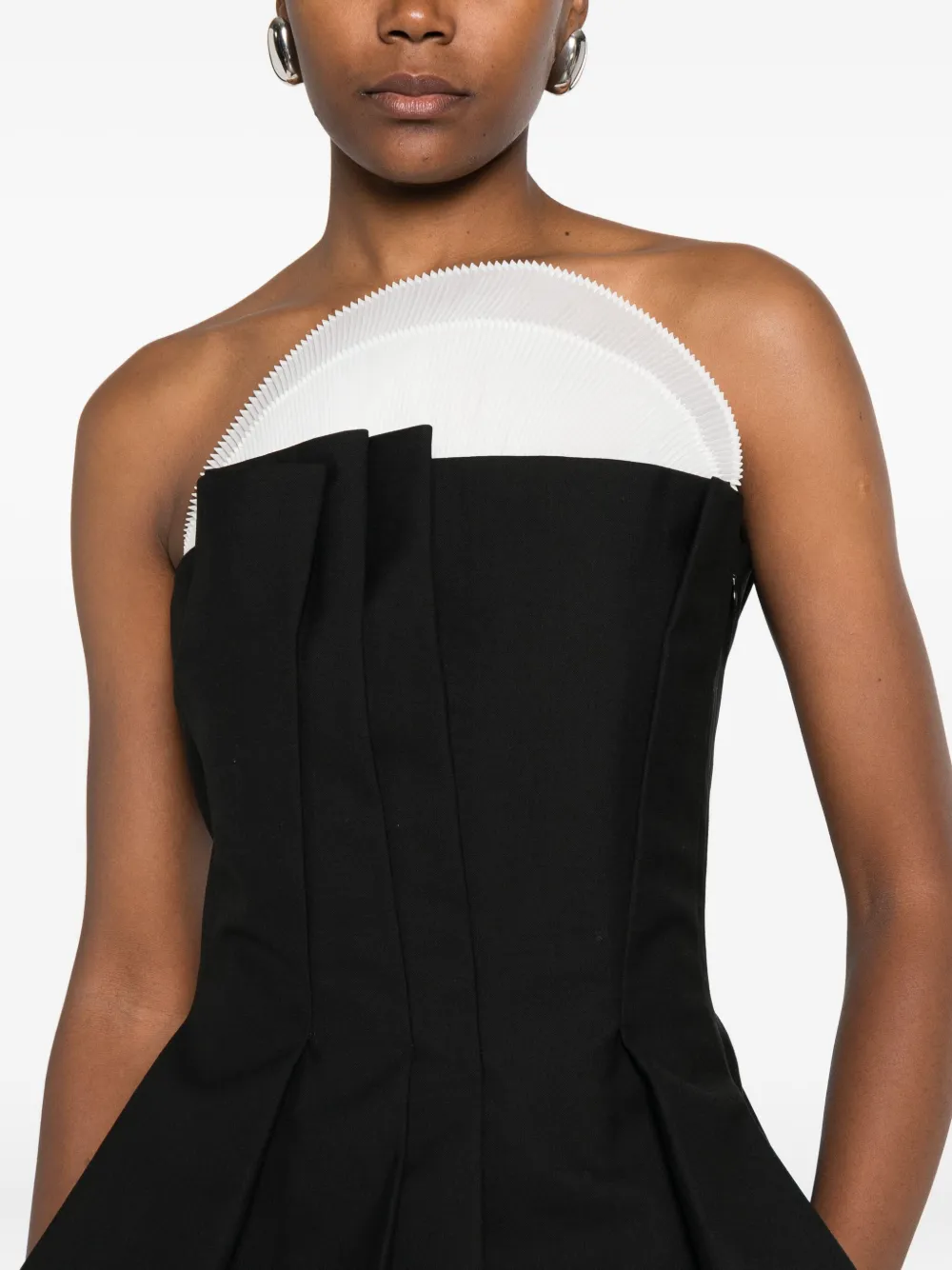 Róhe Geplooide bustier top Zwart