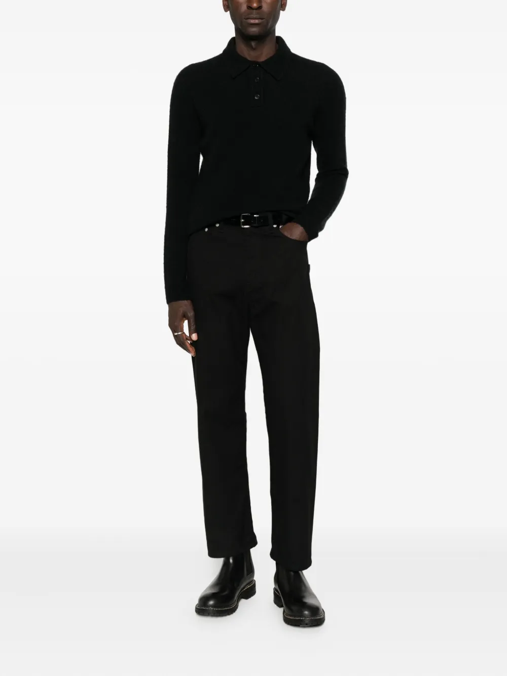 Roberto Collina Button-up poloshirt - Zwart