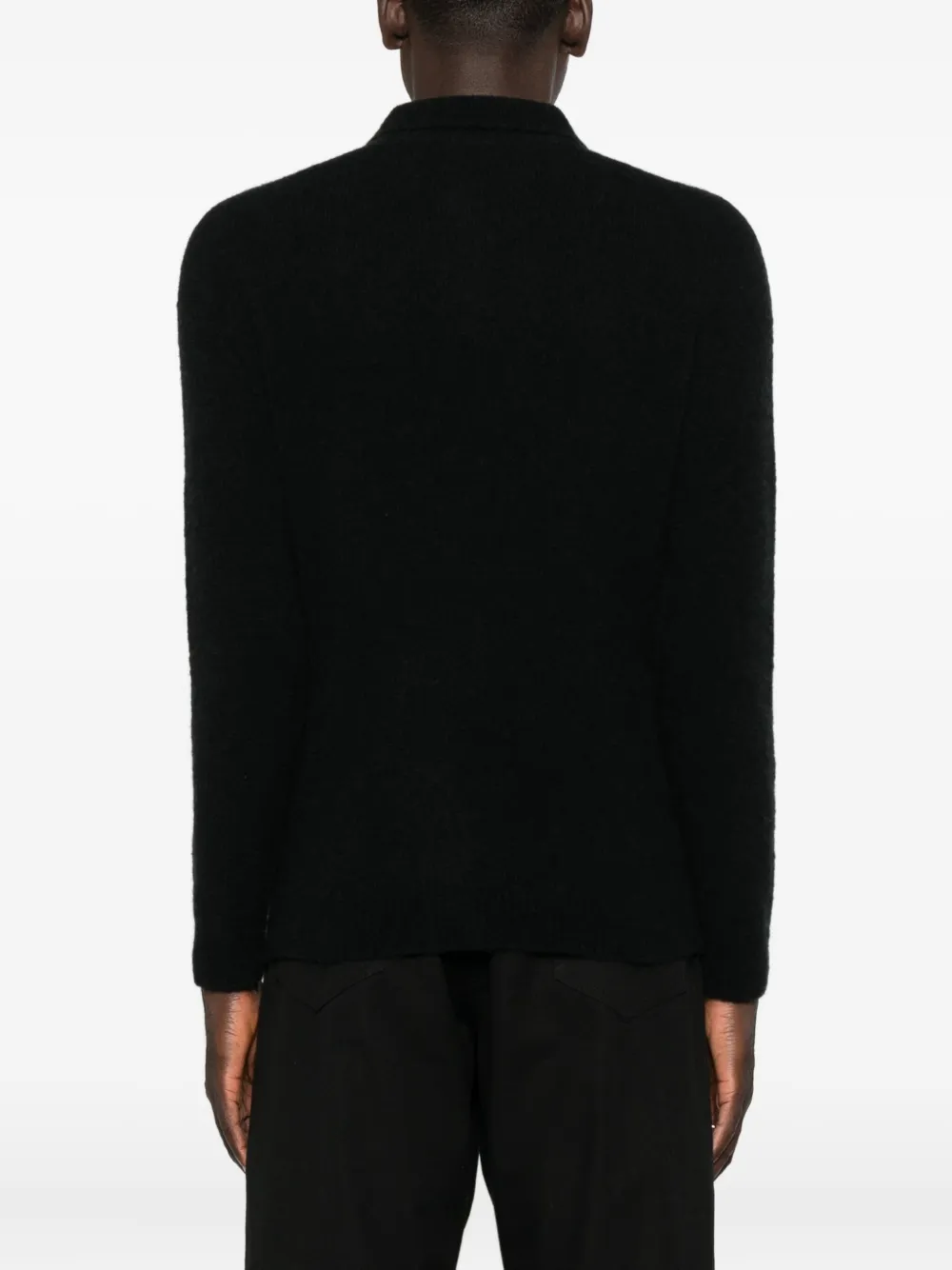 Roberto Collina Button-up poloshirt Zwart