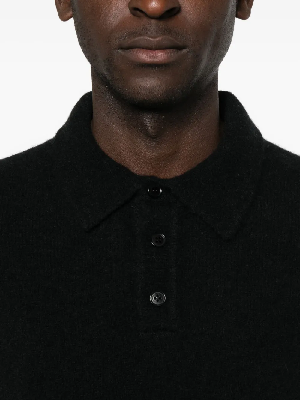 Roberto Collina Button-up poloshirt Zwart