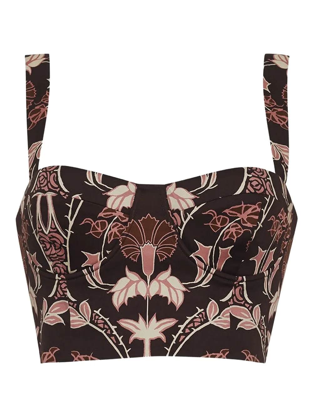 Cara Cara Claudine floral-print corset top - Marrone