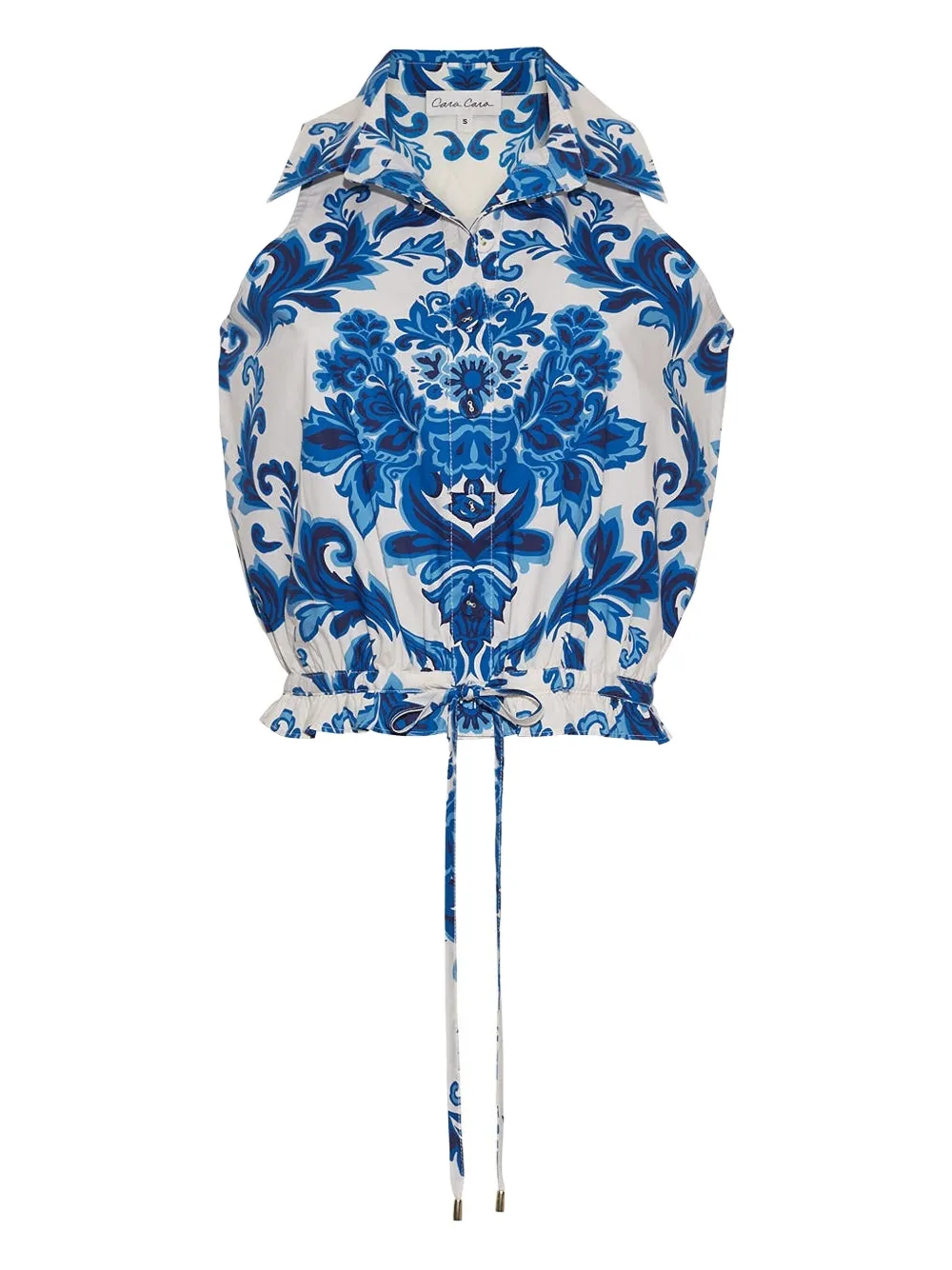 Cara Cara Damask-print Buttoned Top In Blue