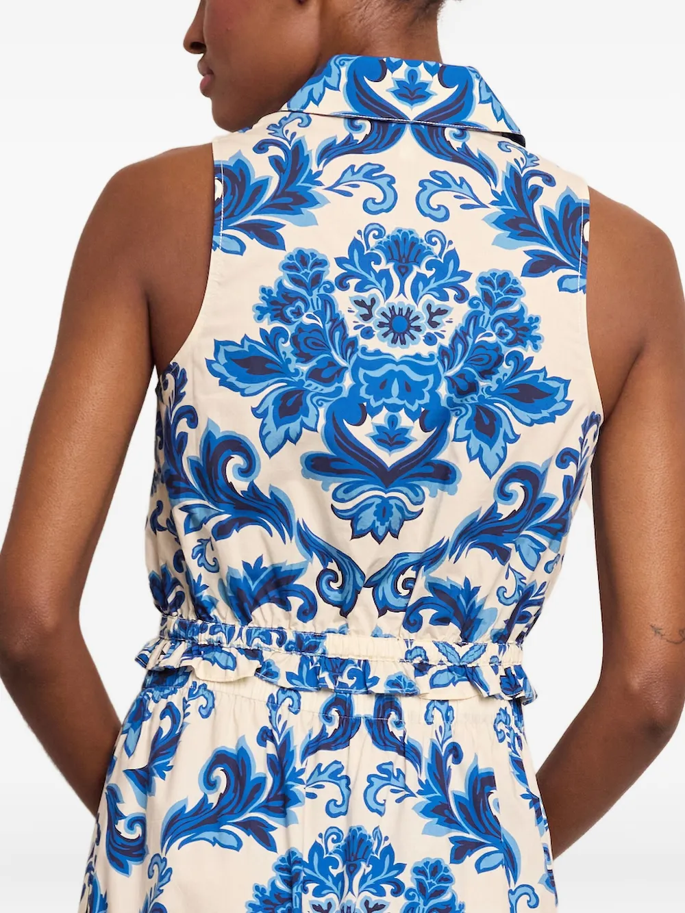  Cara Cara Damask-print Buttoned Top - Neutrals 