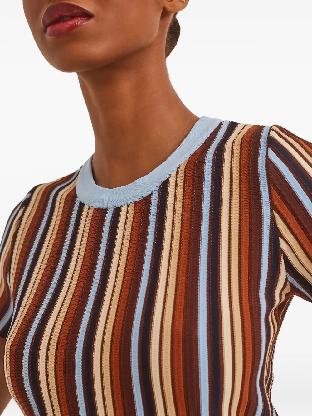  Cara Cara Knoll Striped Top - Brown 