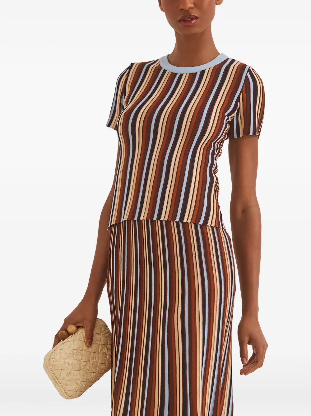  Cara Cara Knoll Striped Top - Brown 