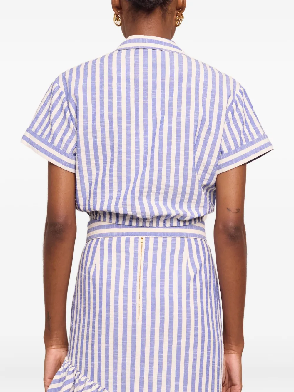  Cara Cara Striped Tie-front Top - Blue 