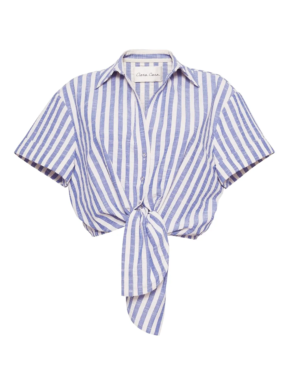 Cara Cara striped tie-front top - Blu